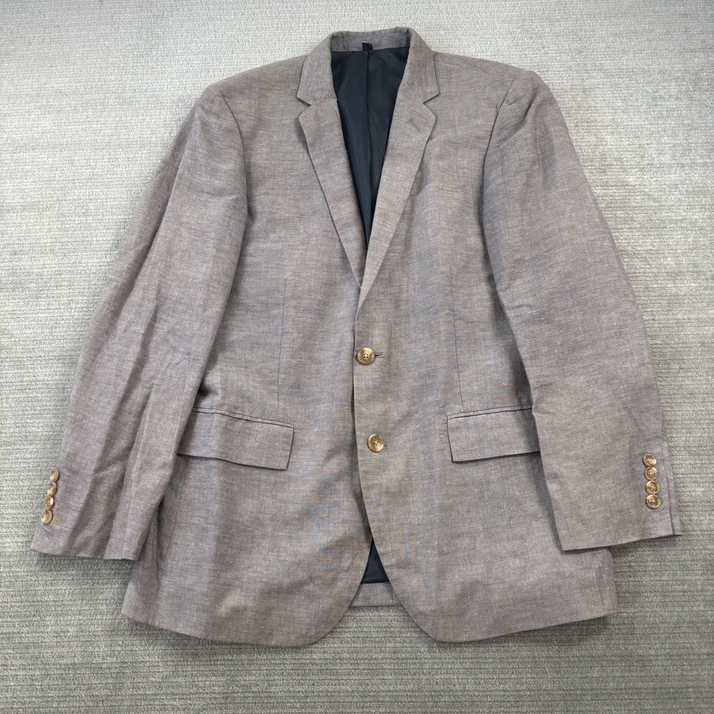 J Crew Thompson Blazer Men 38R Gray Linen Blend Casual Resort Wedding Academic